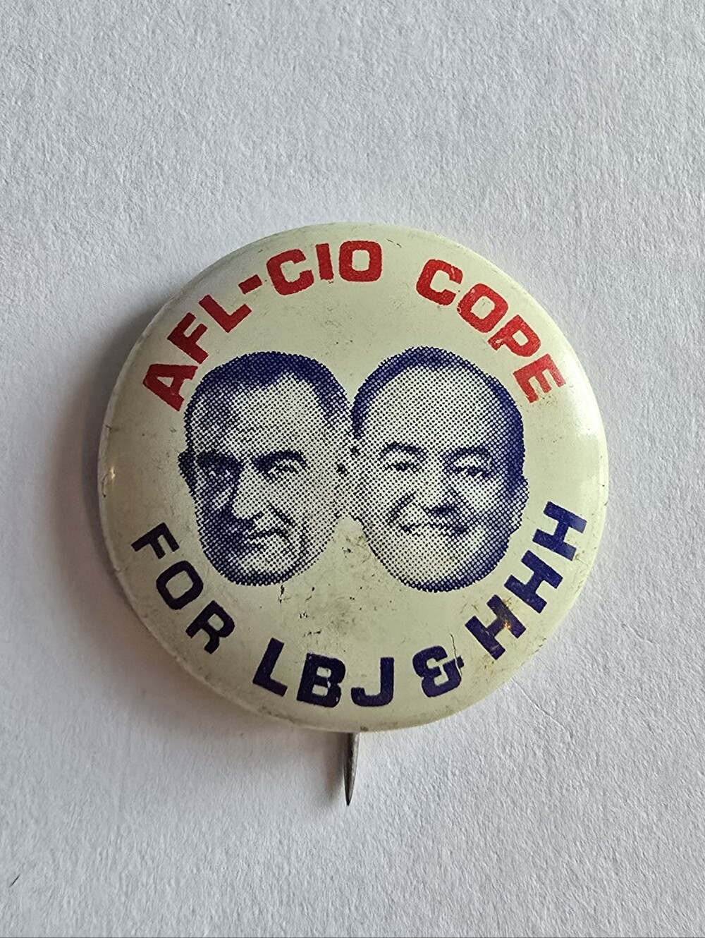 Vintage metal button pin1964 AFL-CIO COPE campaign button